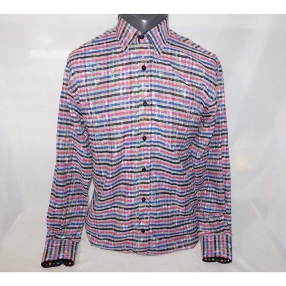 Franco Negretti Montreal Mens Medium Pink Blue Black
Plaid Button Front Shirt
